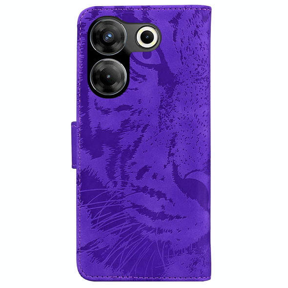 For Tecno Camon 20 Pro 4G / 20 Tiger Embossing Pattern Flip Leatherette Phone Case(Purple)