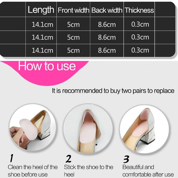 1pair 2 in 1 Anti-grinding Silicone Thickened Heel Stickers(Black)