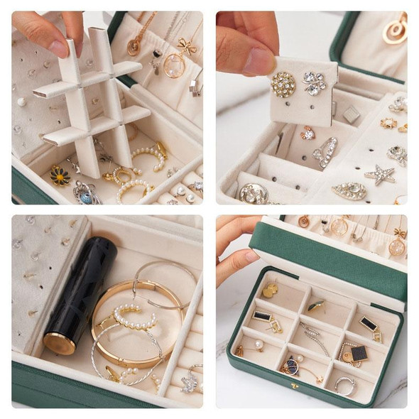 Large-capacity Three-layer PU Leather Waterproof Jewelry Storage Box Earring Necklace Storage Box(White)