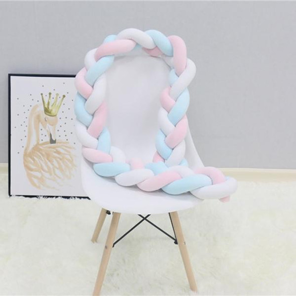 2M  Pure Color Weaving Knot for Infant Room Decor Crib Protector Newborn Baby Bed Bumper Bedding Accessories(White Pink Blue)