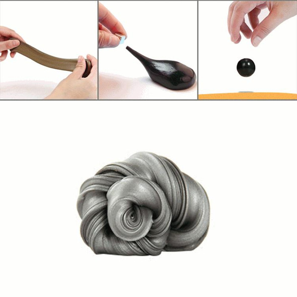 DIY Plasticine Slime Magnetic Rubber Mud Stress Reducer Anti-Anxiety Bouncing Putty Magic Clay Education Toy for Kids and Adults, Big Iron Box Size: 8x2.5cm(Silver)