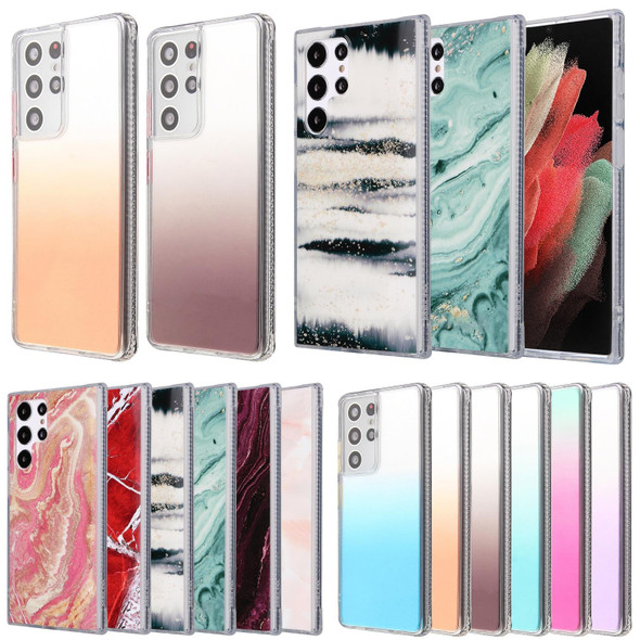 For Samsung Galaxy S21 Ultra 5G 2pcs Gradient Marble Phone Case(Random Color Delivery)