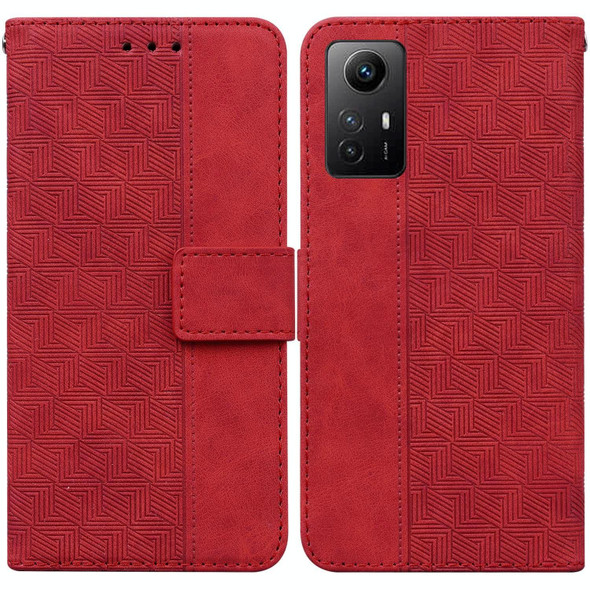 For Xiaomi Redmi Note 12S Geometric Embossed Leather Phone Case(Red)