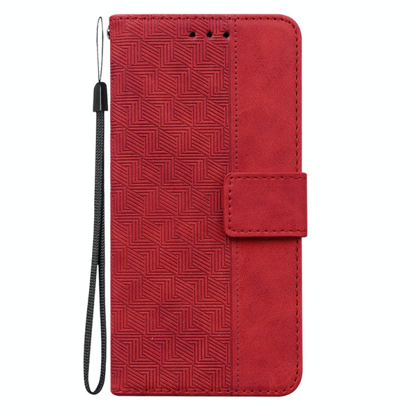 For Motorola Edge 40 Geometric Embossed Leatherette Phone Case(Red)