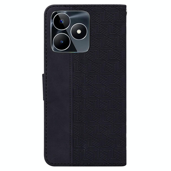 For Realme C53 / Narzo N53 Geometric Embossed Leatherette Phone Case(Black)