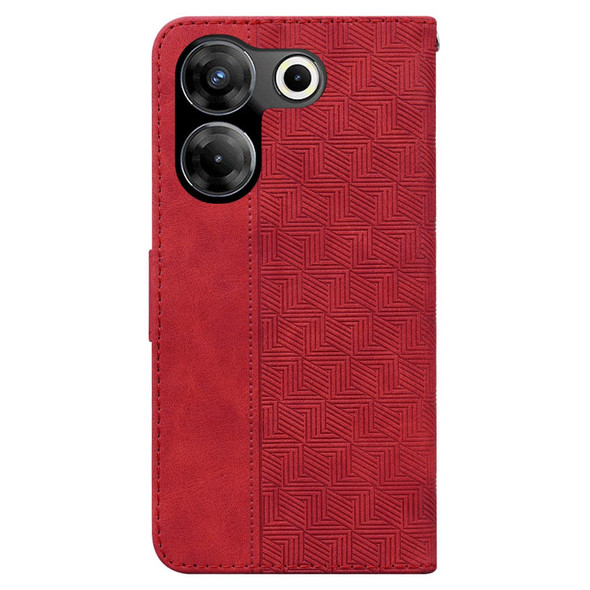 For Tecno Camon 20 Pro 4G / 20 Geometric Embossed Leatherette Phone Case(Red)