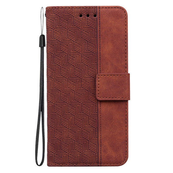 For Tecno Camon 20 Pro 4G / 20 Geometric Embossed Leatherette Phone Case(Brown)