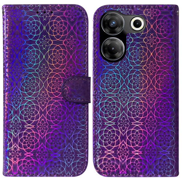 For Tecno Camon 20 Pro 4G / 20 Colorful Magnetic Buckle Leatherette Phone Case(Purple)