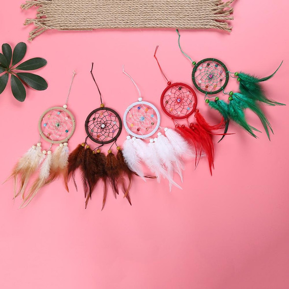 Home Decoration Dream Catcher Feather Hanging Jewelry(Red)