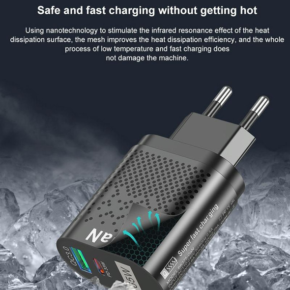 65W GaN Mobile Phone Charger PD Fast Charge Computer Adapter, Color: Black AU Plug