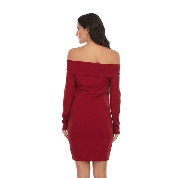 Pure Color One-shoulder Short-sleeved Maternity Dress (Color:Red Size:S)