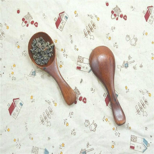 10 PCS Log Short Handle Wide Mouth Milk Powder Spoon Wooden Seasoning Tea Spoon, Style:D