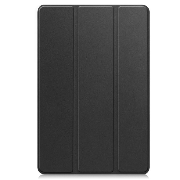 For Google Pixel Tablet Custer Pure Color 3-Fold Holder Smart Leatherette Tablet Case(Black)
