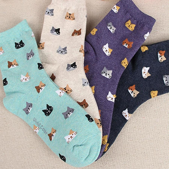 10 Pairs  Animal Cartoon Cat Lovely for Women Cotton Socks(9)