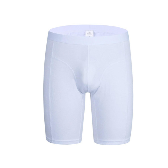 Men Fitness Exercise Lengthened Anti-wear Pure Cotton Five Points Underwear (Color:White Size:L)