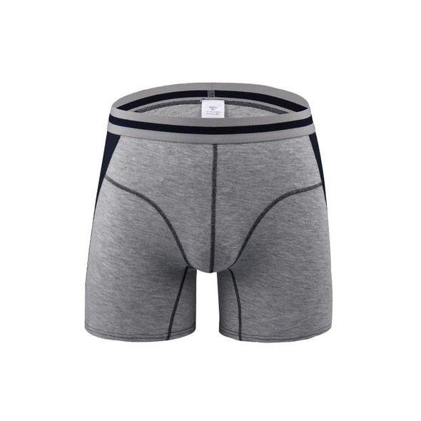 Men Colorblock Knitting Four Corners Underwear (Color:Light Gray Size:M)