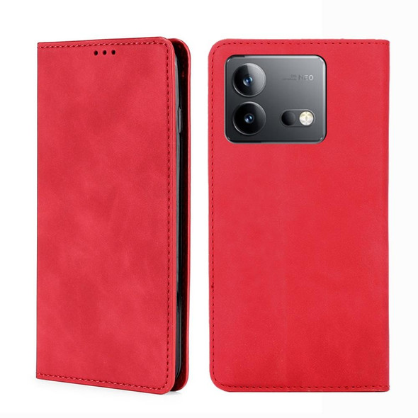 For vivo iQOO Neo 8 5G / 8 Pro 5G Skin Feel Magnetic Leatherette Phone Case(Red)