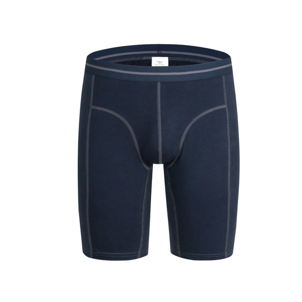 Men Fitness Exercise Lengthened Anti-wear Pure Cotton Five Points Underwear (Color:Dark Blue Size:XL)