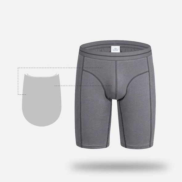 Men Fitness Exercise Lengthened Anti-wear Pure Cotton Five Points Underwear (Color:Gray Size:XXL)