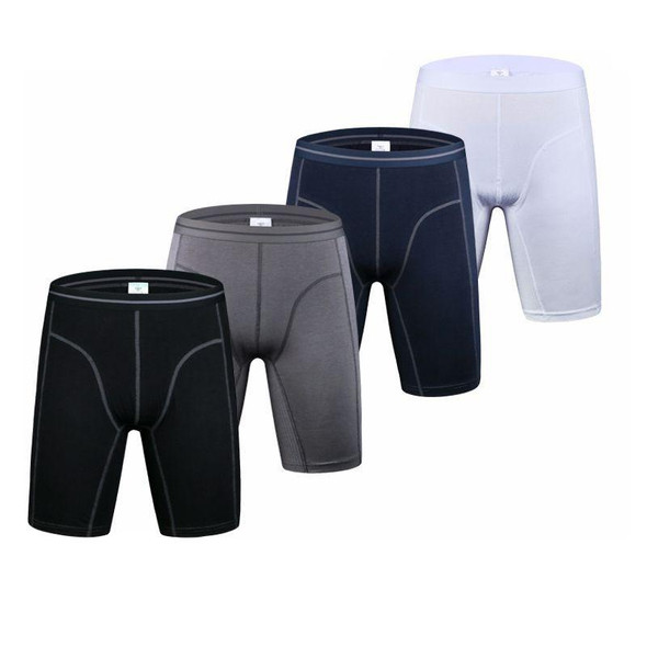 Men Fitness Exercise Lengthened Anti-wear Pure Cotton Five Points Underwear (Color:Black Size:XXL)
