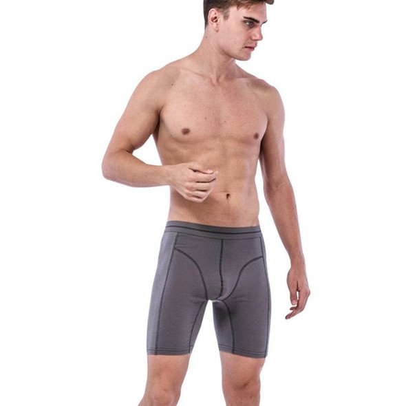 Men Fitness Exercise Lengthened Anti-wear Pure Cotton Five Points Underwear (Color:Black Size:XL)