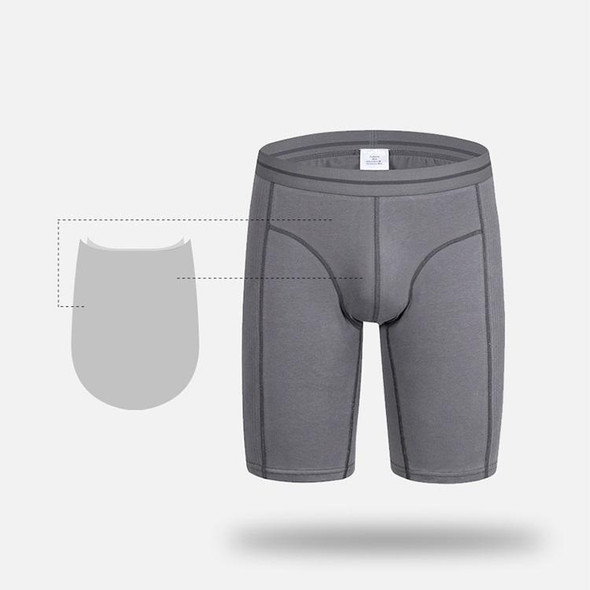 Men Fitness Exercise Lengthened Anti-wear Pure Cotton Five Points Underwear (Color:White Size:XXXL)