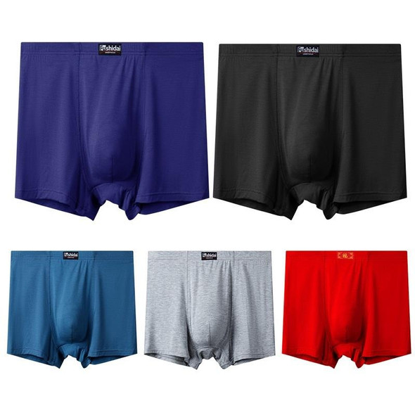 2 PCS Men Modal High Waist Breathable Boxer Underwear (Color:Black Size:XXXXL)