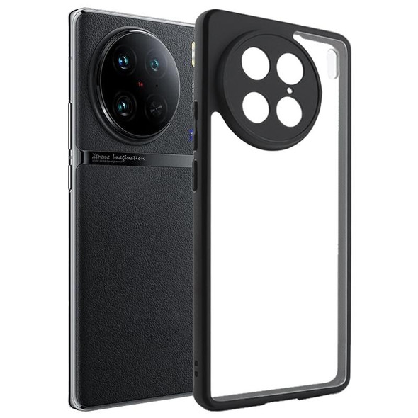 For vivo X90 Pro Frosted TPU + Transparent PC Phone Case(Black)