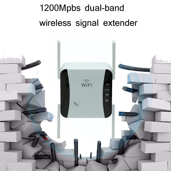 KP1200 1200Mbps Dual Band 5G WIFI Amplifier Wireless Signal Repeater, Specification:US Plug(White)