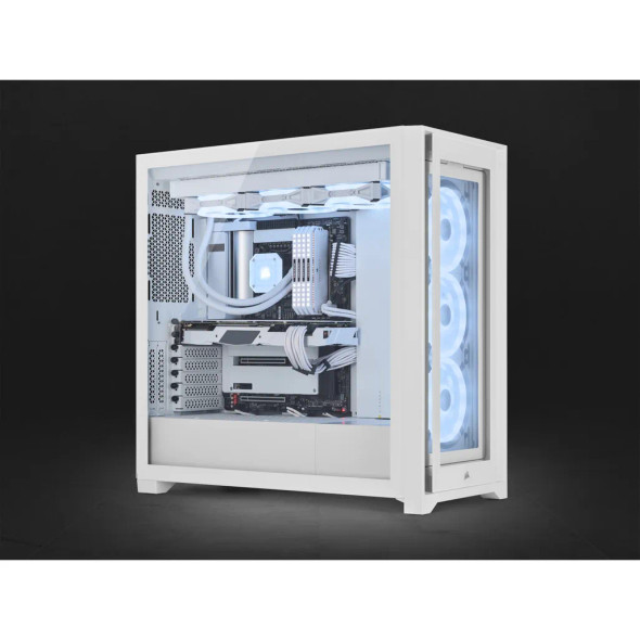Corsair  iCUE 5000X RGB QL Edition Tempered Glass White Steel ATX Mid Tower Desktop Chassis