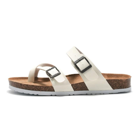 Ruizu Couple Cork Slippers Beach Shoes Flip Flops, Size: 38(White)