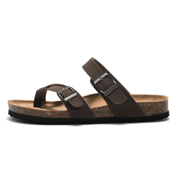 Ruizu Couple Cork Slippers Beach Shoes Flip Flops, Size: 40(Brown)