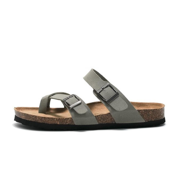 Ruizu Couple Cork Slippers Beach Shoes Flip Flops, Size: 45(Grey)