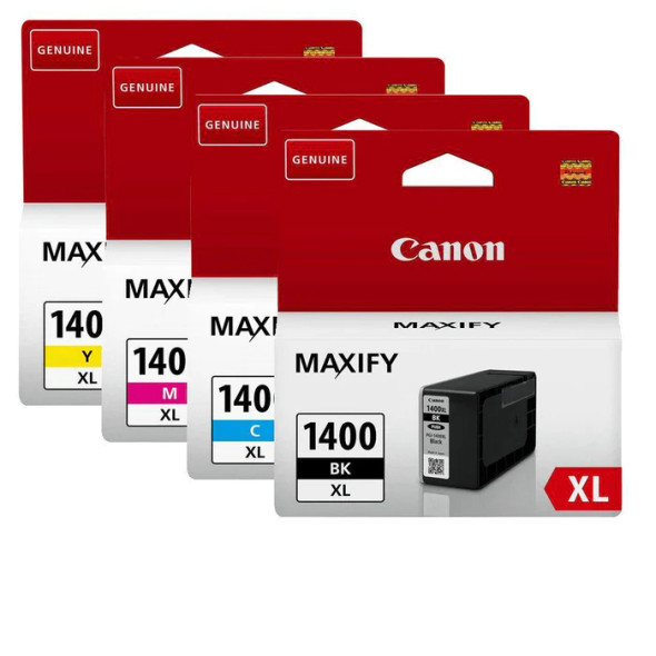 Canon PGI-1400XL Black, Cyan, Magenta, Yellow High Yield Printer Ink Cartridges Original
