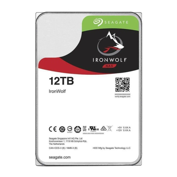 Seagate Ironwolf 12TB NAS; 3.5'' Internal; SATA 6GB/s; RPM 7200; 256MB Cache