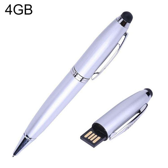 2 in 1 Pen Style USB Flash Disk, Silver (4GB)