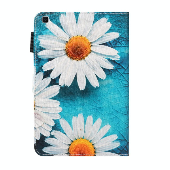 For Galaxy Tab A 8.0 (2019) T290 Cross Texture Painted Horizontal  Leatherette Case with Sleep / Wake-up Function & Card Slot & Holder & Wallet(Chrysanthemum)