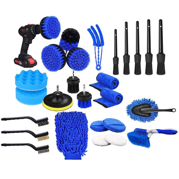 24pcs/set WRS-CS29 Car Wash Cleaning Brush Set Car Interior Crevice Cleaning Electric Drill Brush