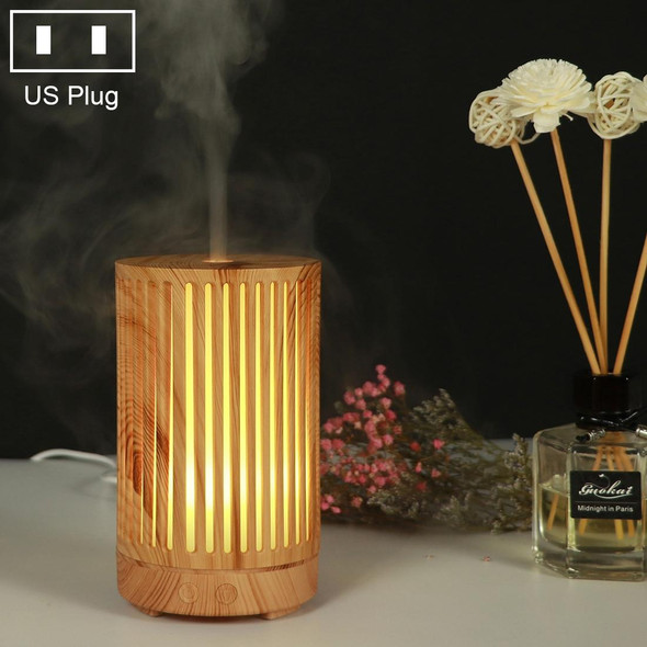 200ml Hollow-out Forest Pattern Wooden Essential Oil Aromatherapy Machine Ultrasonic Humidifier Automatic Alcohol Sprayer, Plug Specification:US Plug(Light Brown-2)