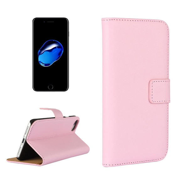 iPhone 8 & 7 Genuine Split Horizontal Flip Leather Case with Holder & Card Slots & Wallet(Pink)