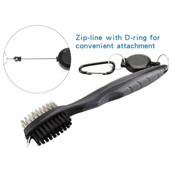 2 PCS Golf Club Brush Ball Slot Cleaning Brush Cleaning Set(Black)