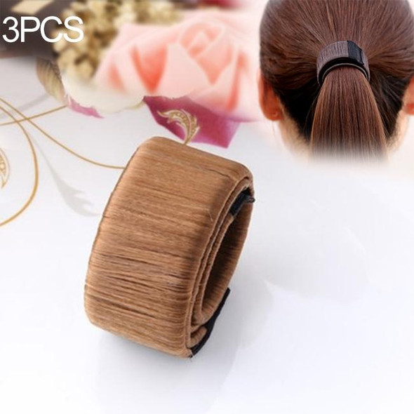 3PCS Magic Bun Women Synthetic Wig Headwear Donuts Bud Ball Twist Magic DIY Bun Maker Tools(light coffee)