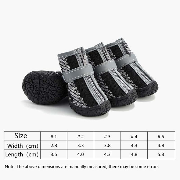 4 PCS / Set Breathable Non-slip Wear-resistant Dog Shoes Pet Supplies, Size: 3.3x4cm(Black Gray)