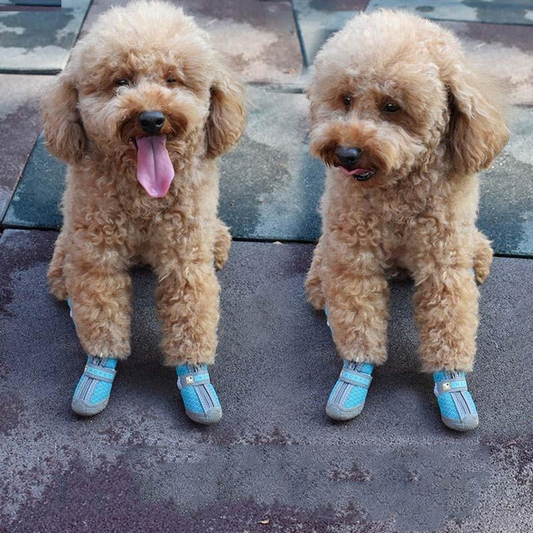 4 PCS / Set Breathable Non-slip Wear-resistant Dog Shoes Pet Supplies, Size: 2.8x3.5cm(Khaki)