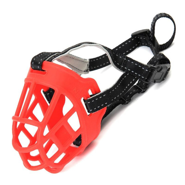 Mesh Breathable Silicone Anti-bite and Anti-call Pet Muzzle, Specification: Number 3(Red)