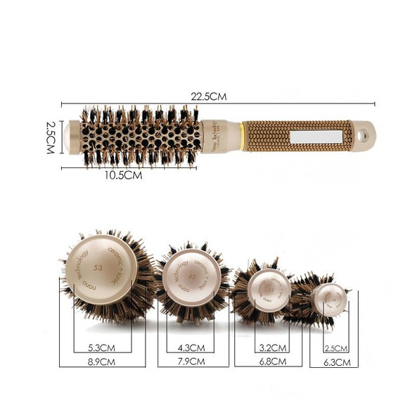 Ceramic Aluminium Hair Comb Round Brush with Nylon Bristle Professional Barber Styling Hair Brush(25mm)