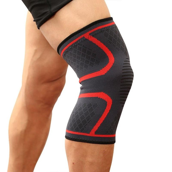 1 Pair Comfortable Breathable Elastic Nylon Sports Knit Knee Pads, Size:L(Red)