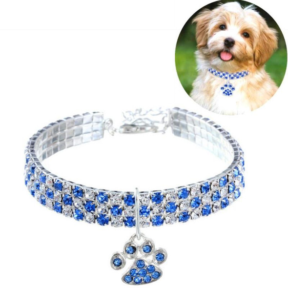 2 PCS Pet Collar Diamond Elastic Cat And Dog Necklace Jewelry, Size:L(Blue White)