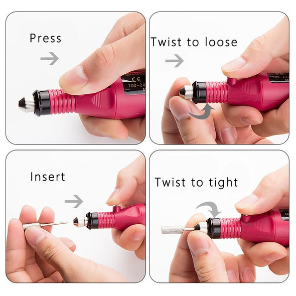 Electric Nail Kit Nail Tips Manicure Machine Electric Nail Art Pen(EU White)