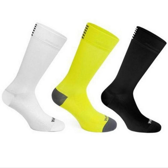 2 Pairs Man Cycling Breathable Socks Bicycle Socks Outdoor Sports Racing Bike Compression Socks(White)